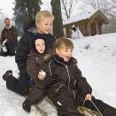 The children testing the sleigh (Photo: Heiko Junge, Scanpix)